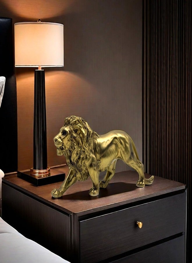 SHTWX Strong Lion Statue Figurine Sculpture Resin Collectible Gifts for Lion Lover Office Home Decor Desk Accessories Decoration Garden Figurines Outdoor Decor Gold - Image 5